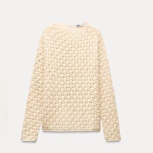 Zara Vanilla Size Medium Crochet Knit Sweater NWT❣️